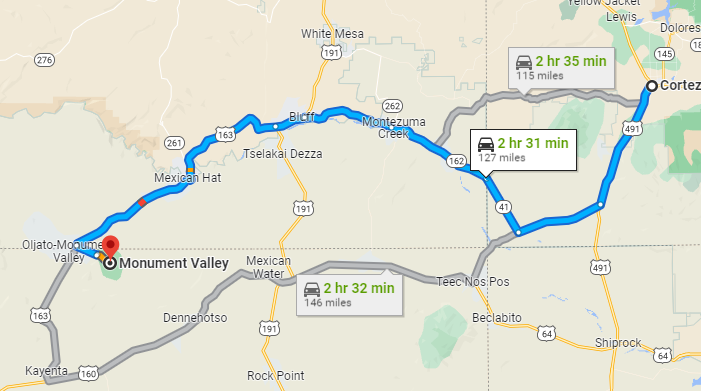Cortez, CO to Monument Valley, AZ